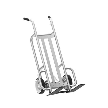 Valley Craft 2-Wheel Pallet Hand Truck - Aluminum, (2) Solid Rubber Wheels, Hand Brake, 1000 lb. Capacity, Spring-Loaded Pallet Forks
